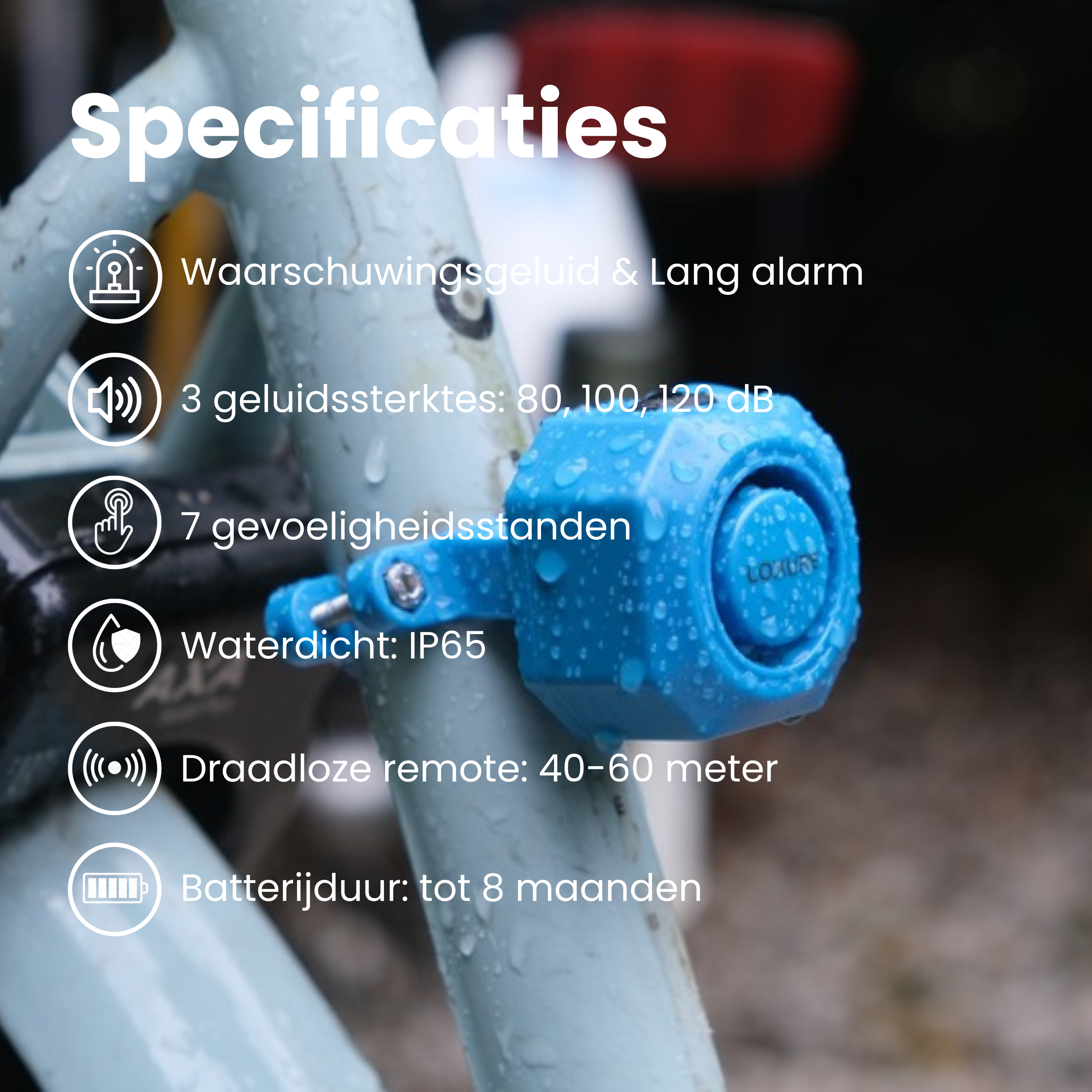 Fietsalarm+ (blauw) Loxure